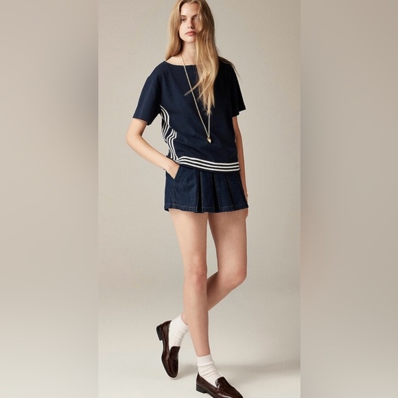 J.Crew NWT mariner cloth boatneck t-shirt in navy - Picture 2 of 7